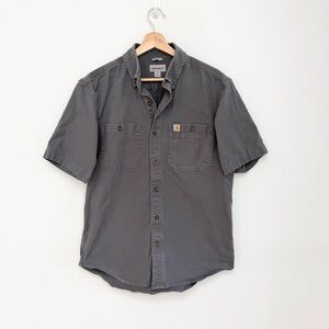 Men’s Carhartt Short-Sleeve Button-Down Work Shirt - Charcoal